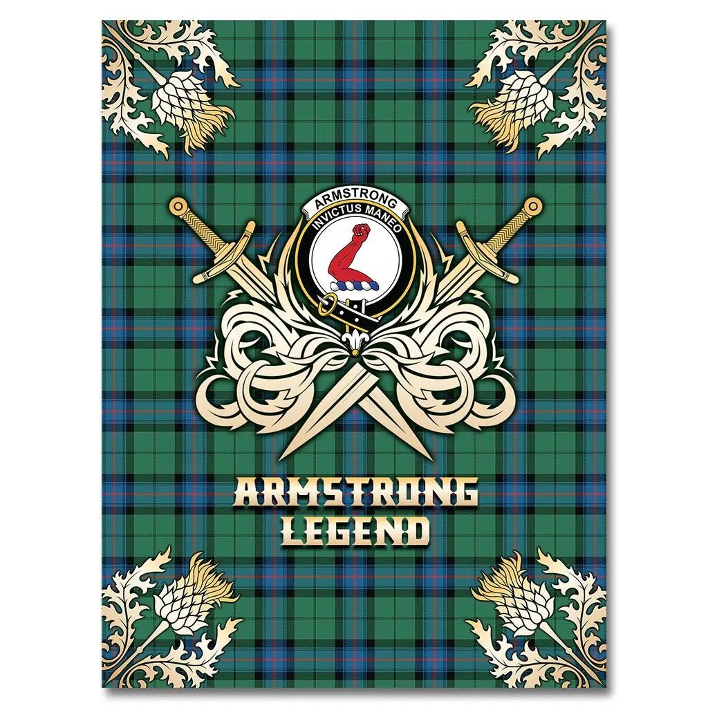 Clan Armstrong Ancient Tartan Gold Courage Symbol Blanket QP68 Clan Armstrong Tartan Today   