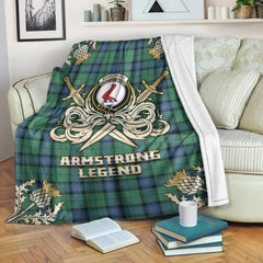 Clan Armstrong Ancient Tartan Gold Courage Symbol Blanket QP68 Clan Armstrong Tartan Today   