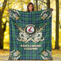 Clan Armstrong Ancient Tartan Gold Courage Symbol Blanket QP68 Clan Armstrong Tartan Today   