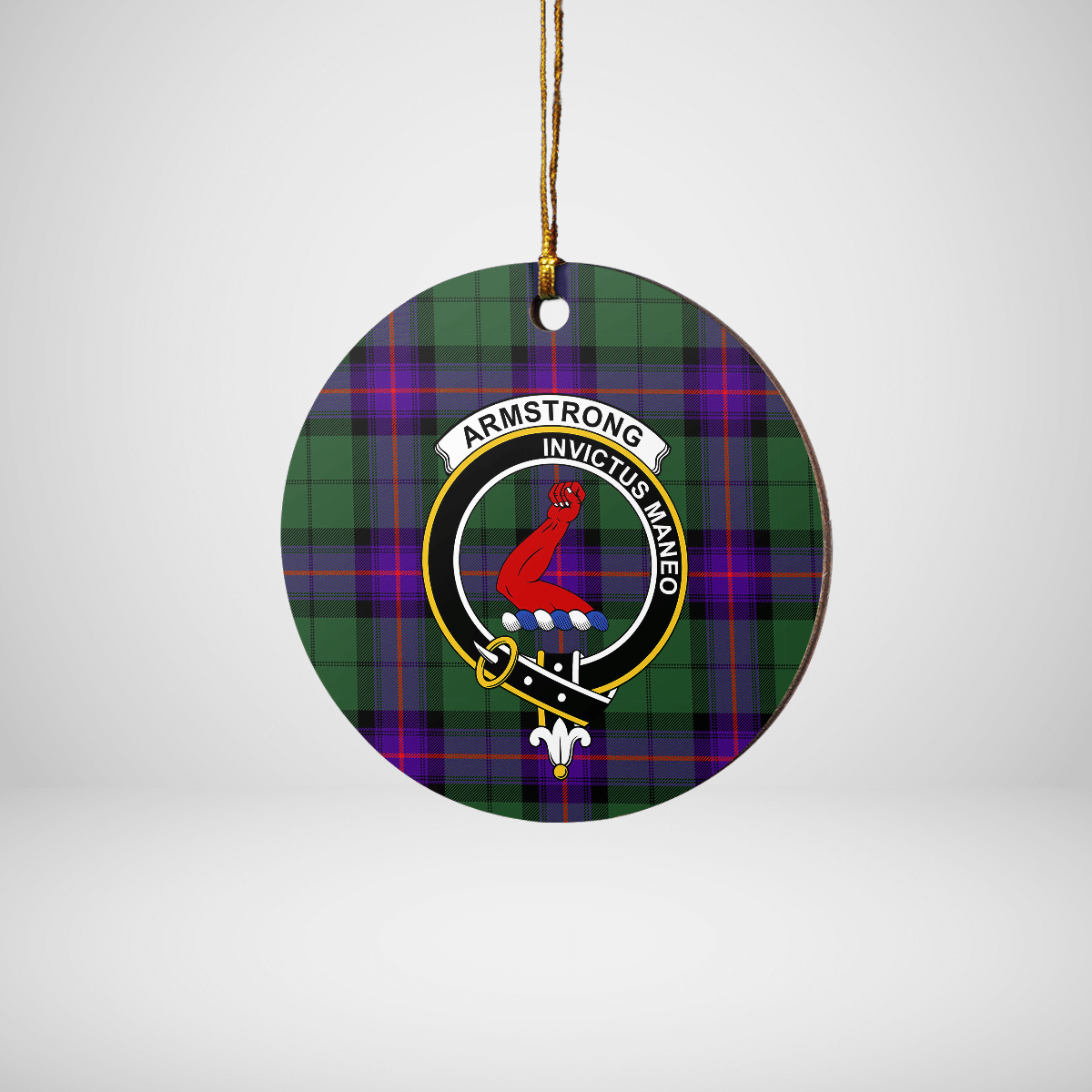 Clan Armstrong Modern Tartan Crest Round Ceramic Ornament HU54 Armstrong Modern Tartan Tartan Christmas   