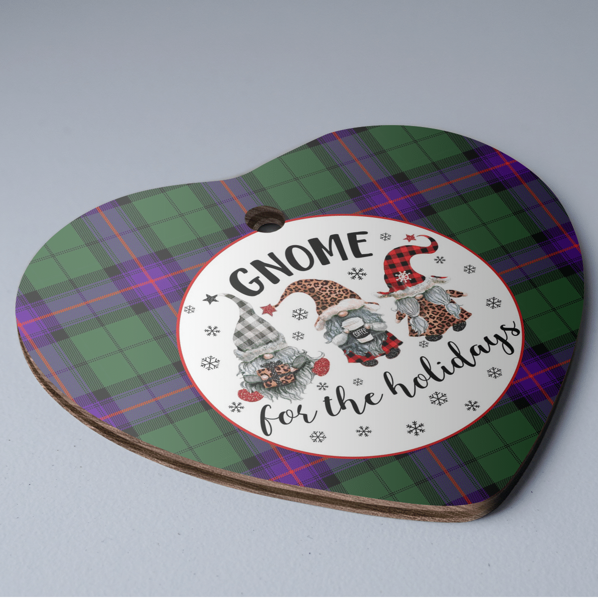 Clan Armstrong Modern Tartan Gnome Heart Ceramic Ornament JJ25 Armstrong Modern Tartan Gnome Tartan Christmas   