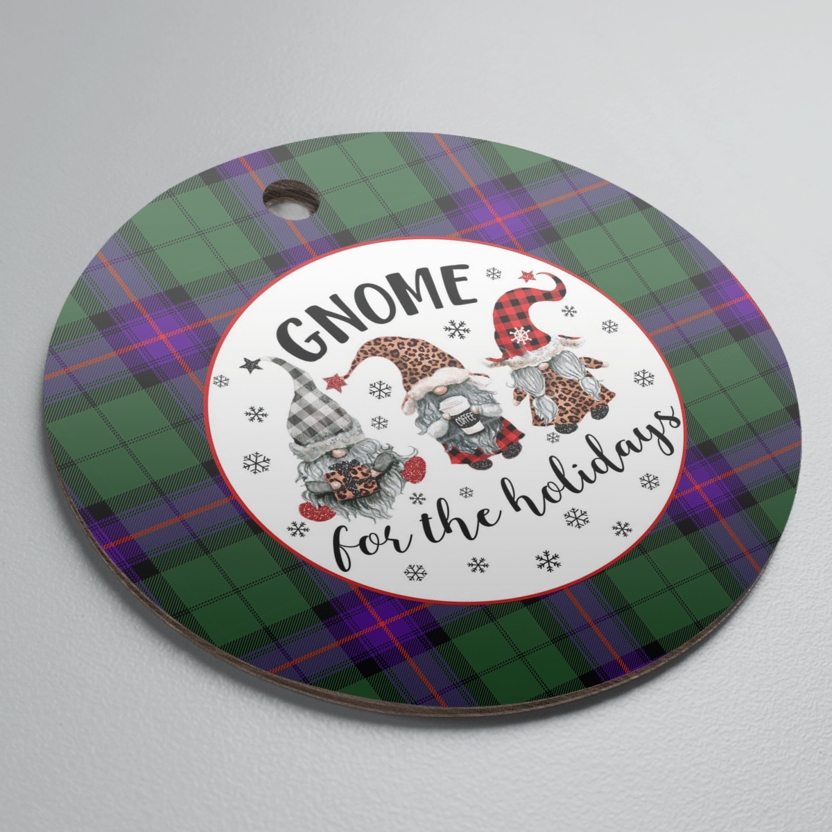 Clan Armstrong Modern Tartan Gnome Round Ceramic Ornament FA59 Armstrong Modern Tartan Tartan Christmas   