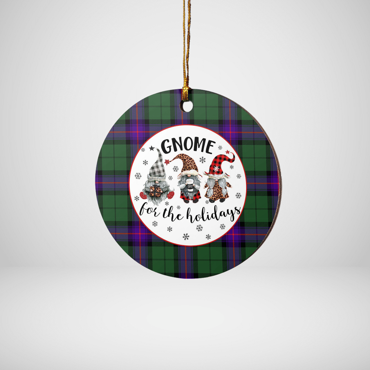 Clan Armstrong Modern Tartan Gnome Round Ceramic Ornament FA59 Armstrong Modern Tartan Tartan Christmas   