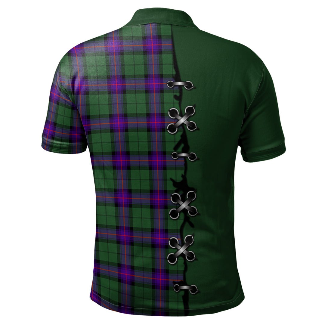 Clan Armstrong Modern Tartan Polo Shirt - Lion Rampant And Celtic Thistle Style PB66 Armstrong Modern Tartan Tartan Polo   