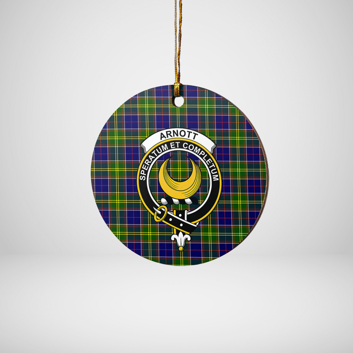 Clan Arnott Tartan Crest Round Ceramic Ornament VJ45 Arnott Tartan Tartan Christmas   