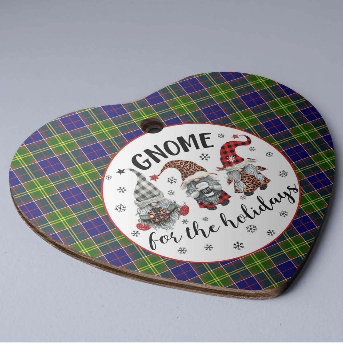 Clan Arnott Tartan Gnome Heart Ceramic Ornament BN60 Arnott Tartan Gnome Tartan Christmas   