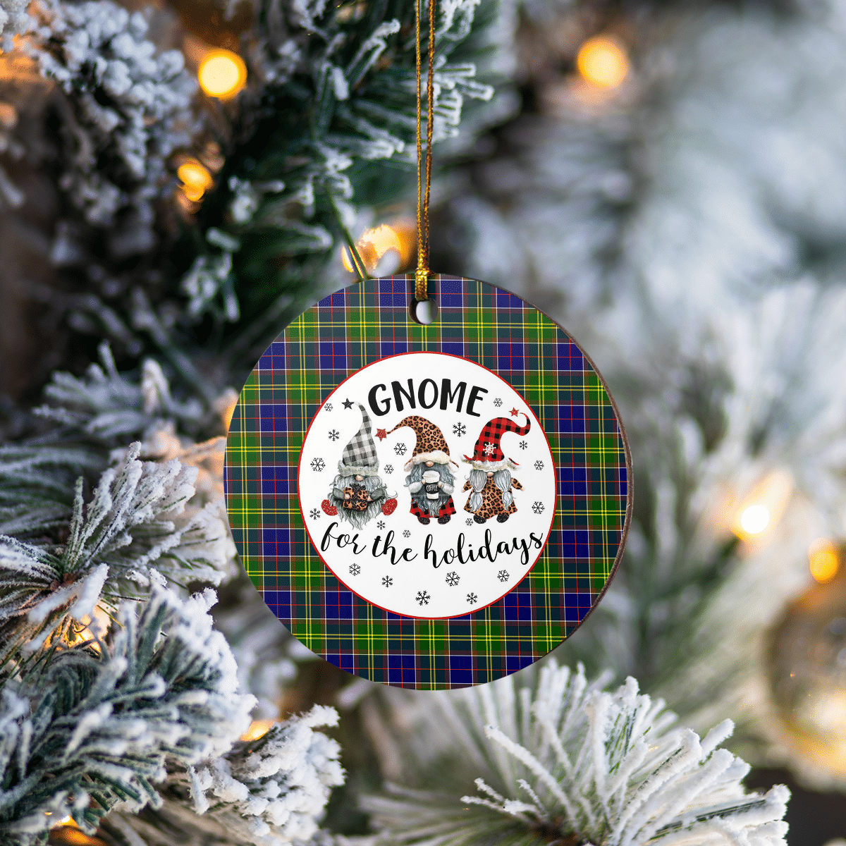 Clan Arnott Tartan Gnome Round Ceramic Ornament WC58 Arnott Tartan Tartan Christmas   