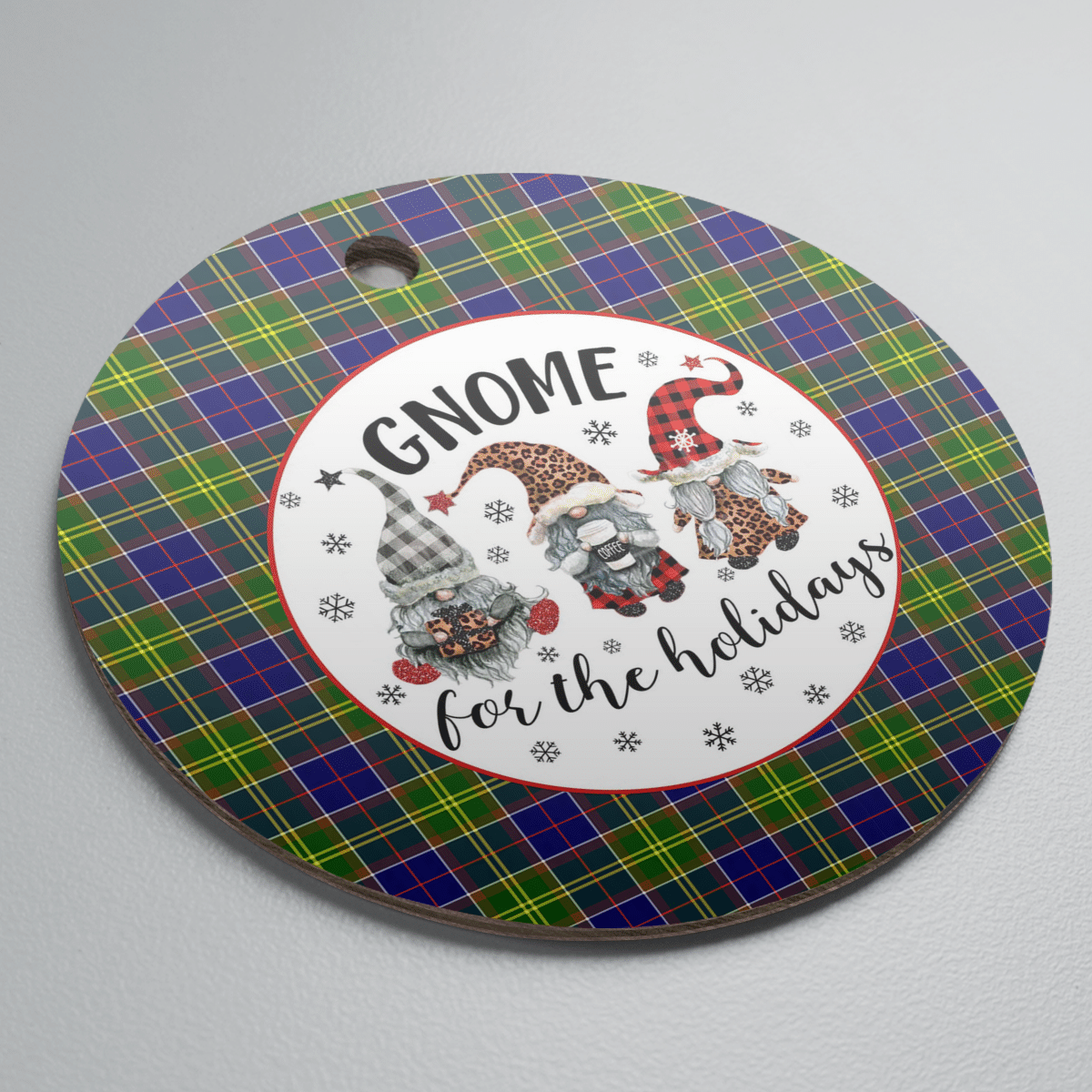 Clan Arnott Tartan Gnome Round Ceramic Ornament WC58 Arnott Tartan Tartan Christmas   