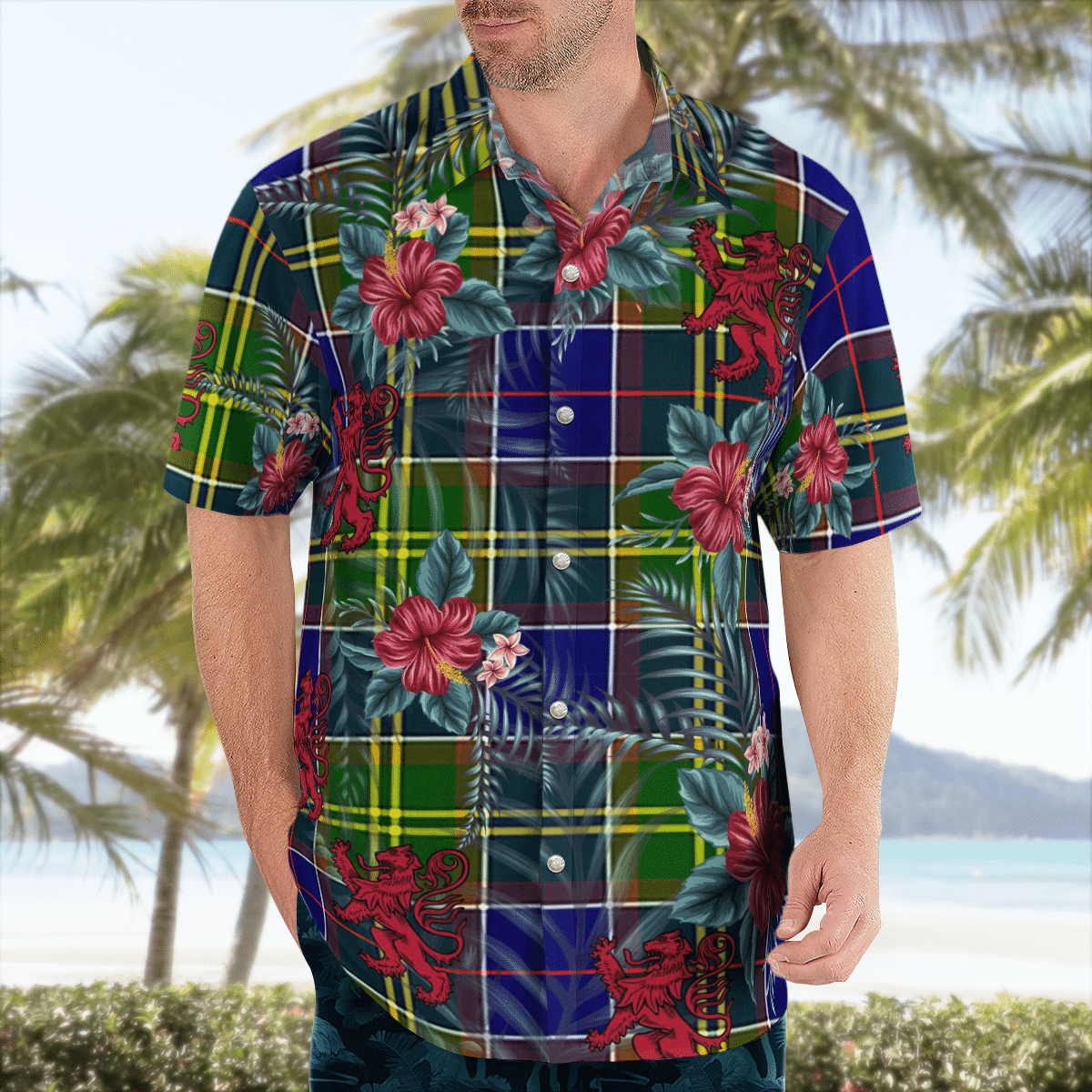 Clan Arnott Tartan Scottish Lion Hawaiian Shirt RM84 Arnott Tartan Tartan Hawaii Shirt   