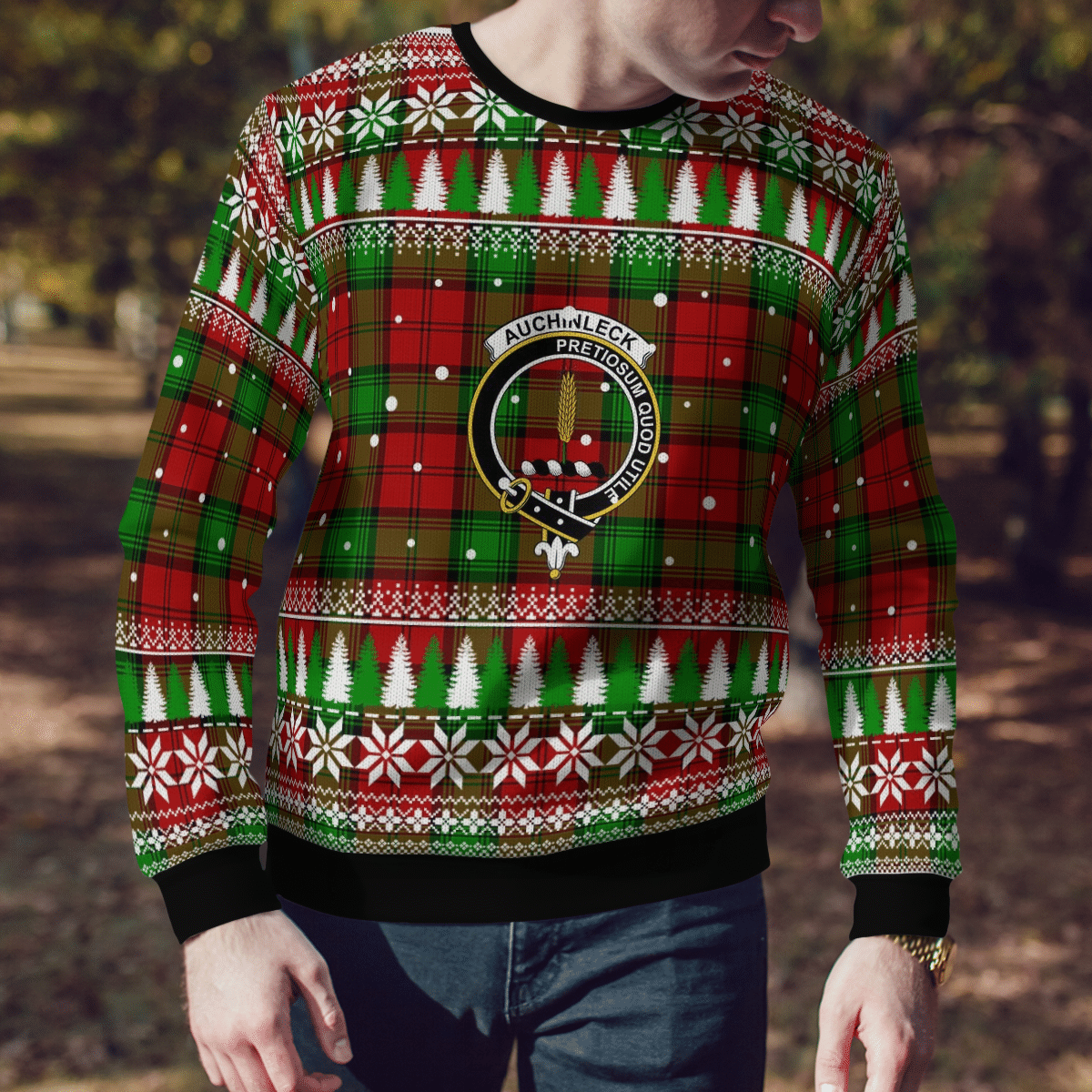 Clan Auchinleck Crest Tartan Christmas Ugly Sweater CN60 Auchinleck Crest Tartan Tartan Ugly Sweater   