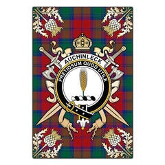 Clan Auchinleck Tartan Crest Black Garden Flag  - Gold Thistle  GJ30 Clan Auchinleck Tartan Today   