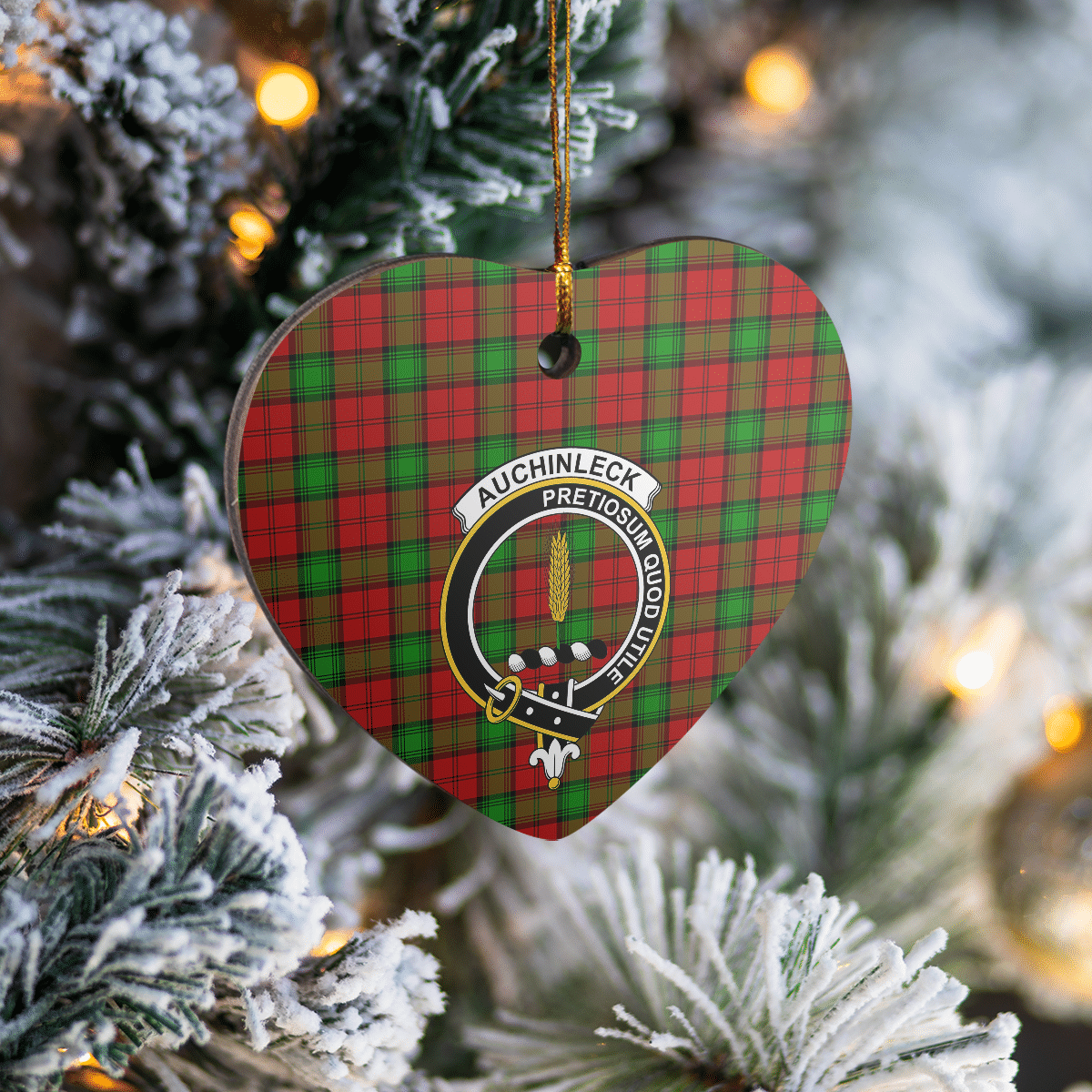 Clan Auchinleck Tartan Crest Heart Ceramic Ornament KW27 Auchinleck Tartan Tartan Christmas   