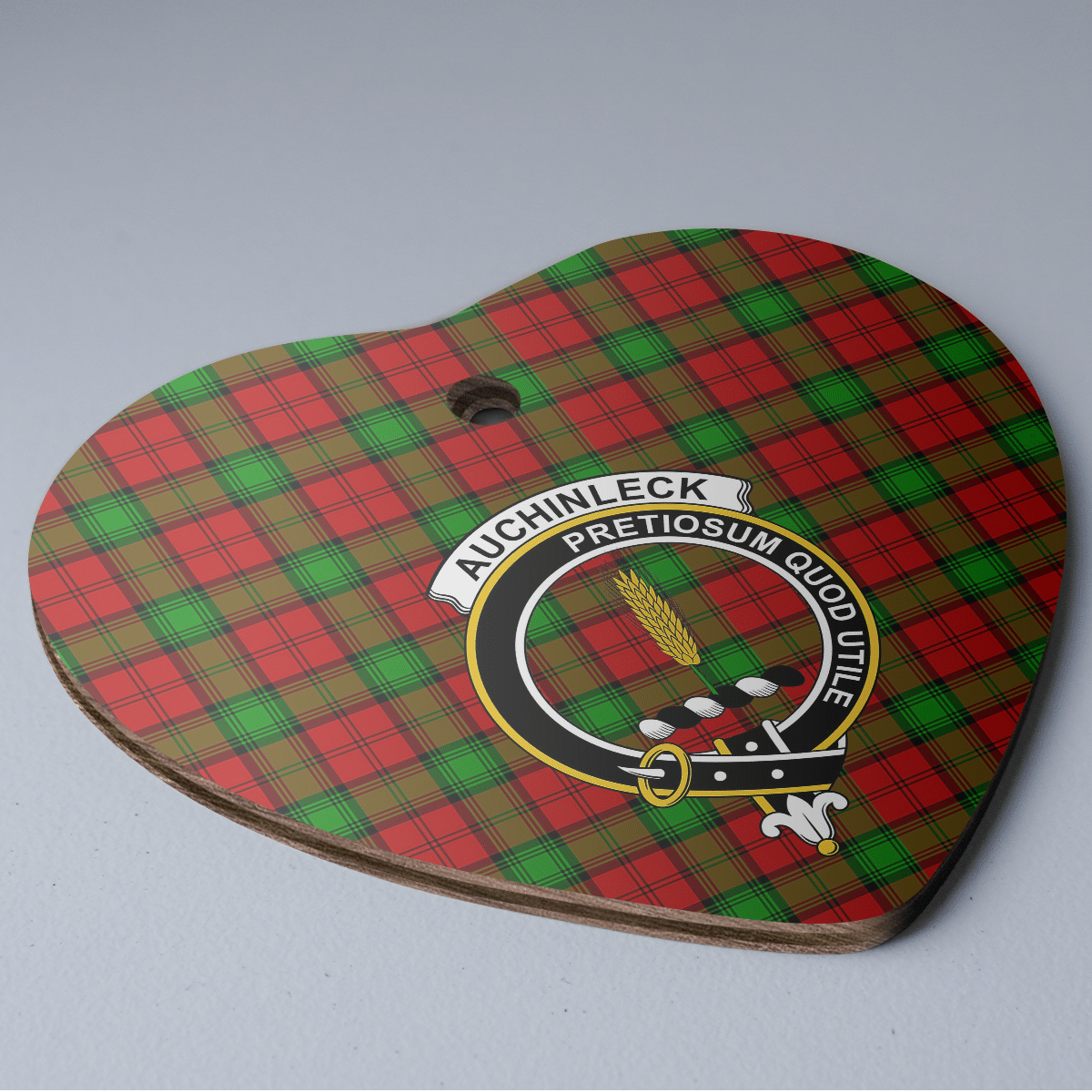 Clan Auchinleck Tartan Crest Heart Ceramic Ornament KW27 Auchinleck Tartan Tartan Christmas   