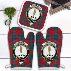 Clan Auchinleck Tartan Crest Oven Mitt And Pot Holder (2 Oven Mitts + 1 Pot Holder) CR39 Clan Auchinleck Tartan Today   