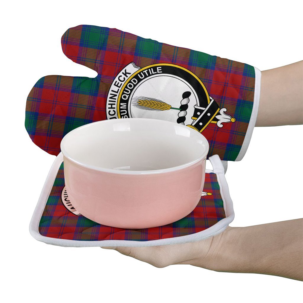 Clan Auchinleck Tartan Crest Oven Mitt And Pot Holder (2 Oven Mitts + 1 Pot Holder) CR39 Clan Auchinleck Tartan Today   