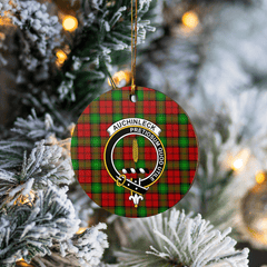 Clan Auchinleck Tartan Crest Round Ceramic Ornament QB58 Auchinleck Tartan Tartan Christmas   