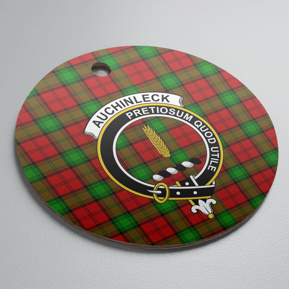 Clan Auchinleck Tartan Crest Round Ceramic Ornament QB58 Auchinleck Tartan Tartan Christmas   