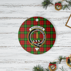 Clan Auchinleck Tartan Crest Round Ceramic Ornament QB58 Auchinleck Tartan Tartan Christmas   