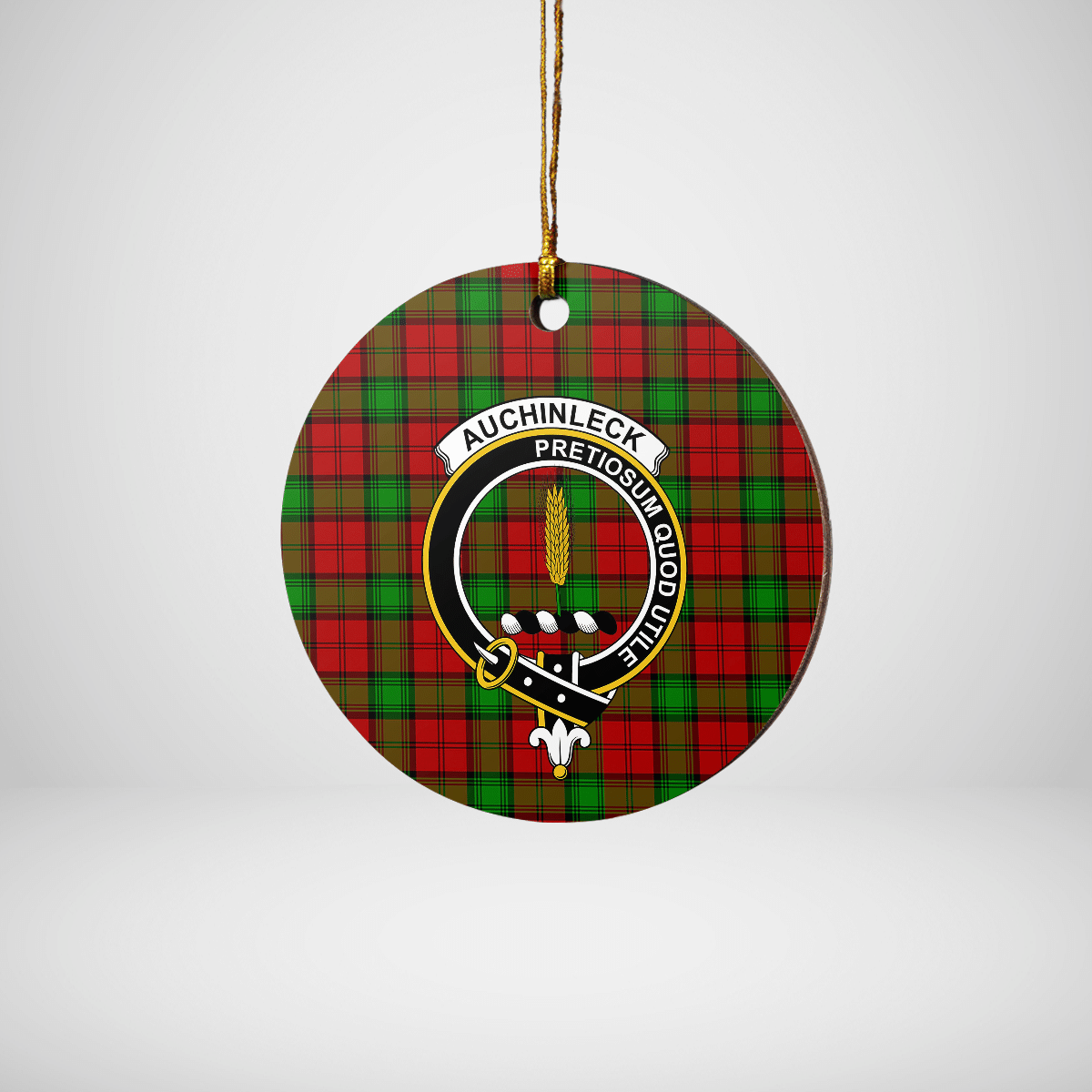 Clan Auchinleck Tartan Crest Round Ceramic Ornament QB58 Auchinleck Tartan Tartan Christmas   