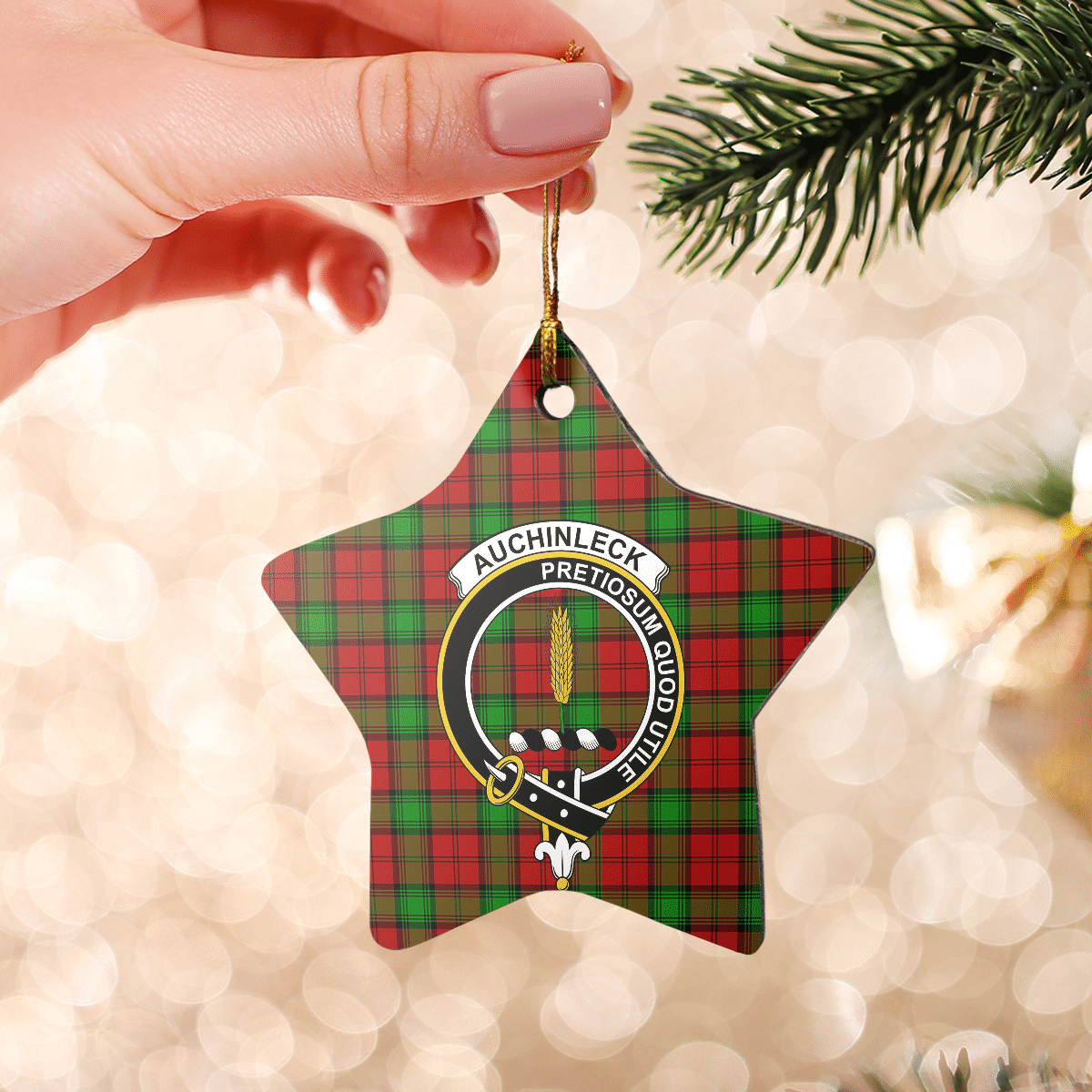 Clan Auchinleck Tartan Crest Star Ceramic Ornament AE47 Auchinleck Tartan Tartan Christmas   