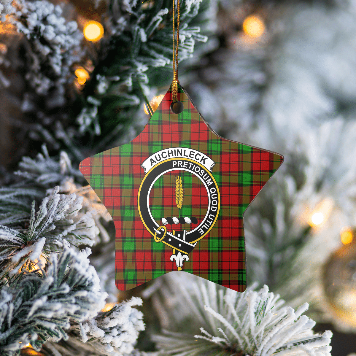 Clan Auchinleck Tartan Crest Star Ceramic Ornament AE47 Auchinleck Tartan Tartan Christmas   