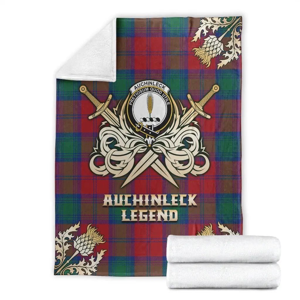 Clan Auchinleck Tartan Gold Courage Symbol Blanket YZ59 Clan Auchinleck Tartan Today   