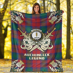 Clan Auchinleck Tartan Gold Courage Symbol Blanket YZ59 Clan Auchinleck Tartan Today   