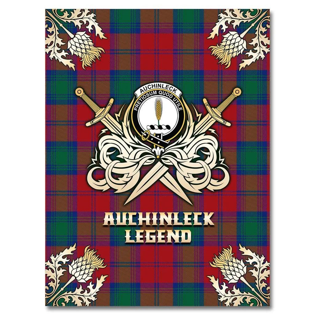 Clan Auchinleck Tartan Gold Courage Symbol Blanket YZ59 Clan Auchinleck Tartan Today   