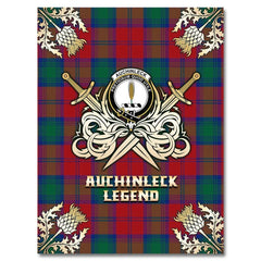 Clan Auchinleck Tartan Gold Courage Symbol Blanket YZ59 Clan Auchinleck Tartan Today   