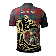 Clan Auchinleck Tartan Polo Shirt Viking Wolf DD63 Auchinleck Tartan Tartan Polo   