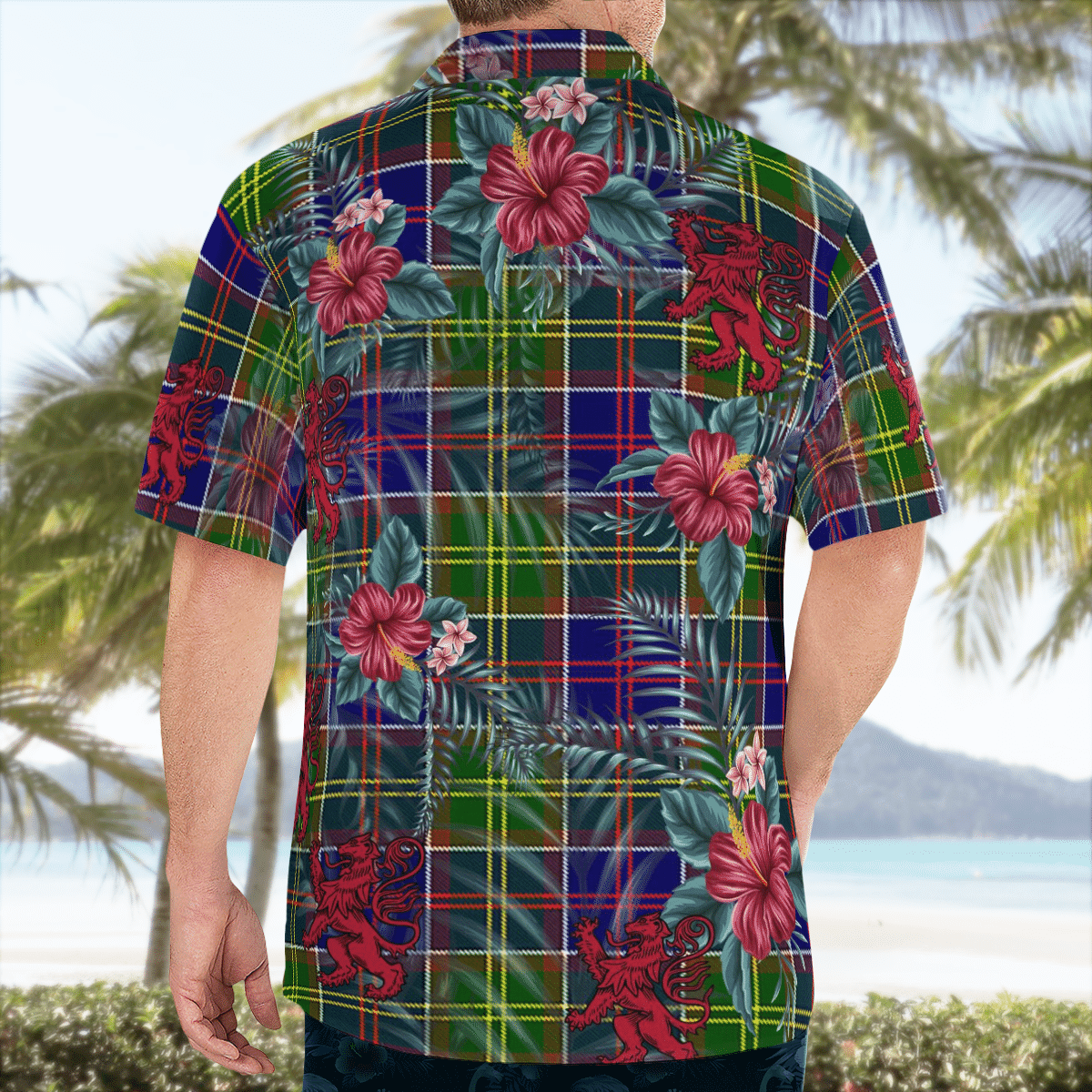 Clan Ayrshire District Tartan Scottish Lion Hawaiian Shirt SK79 Ayrshire District Tartan Tartan Hawaii Shirt   