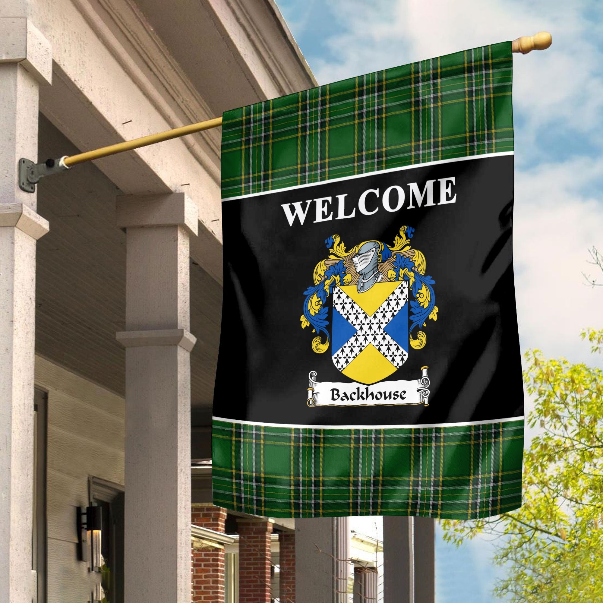 Clan Backhouse Tartan Crest Black Garden Flag TN18 Clan Hall Tartan Today   