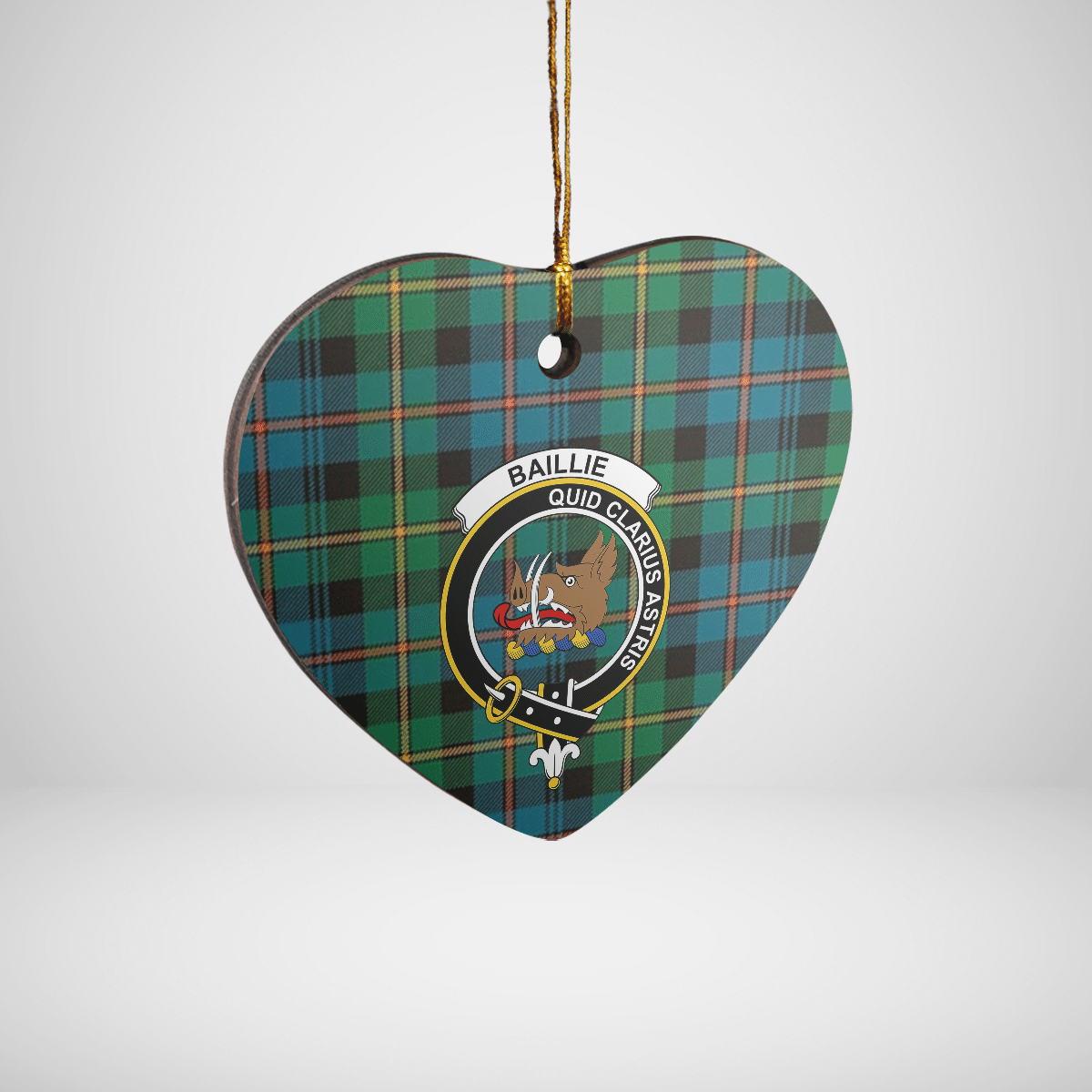 Clan Baillie Ancient Tartan Crest Heart Ceramic Ornament HX50 Baillie Ancient Tartan Tartan Christmas   