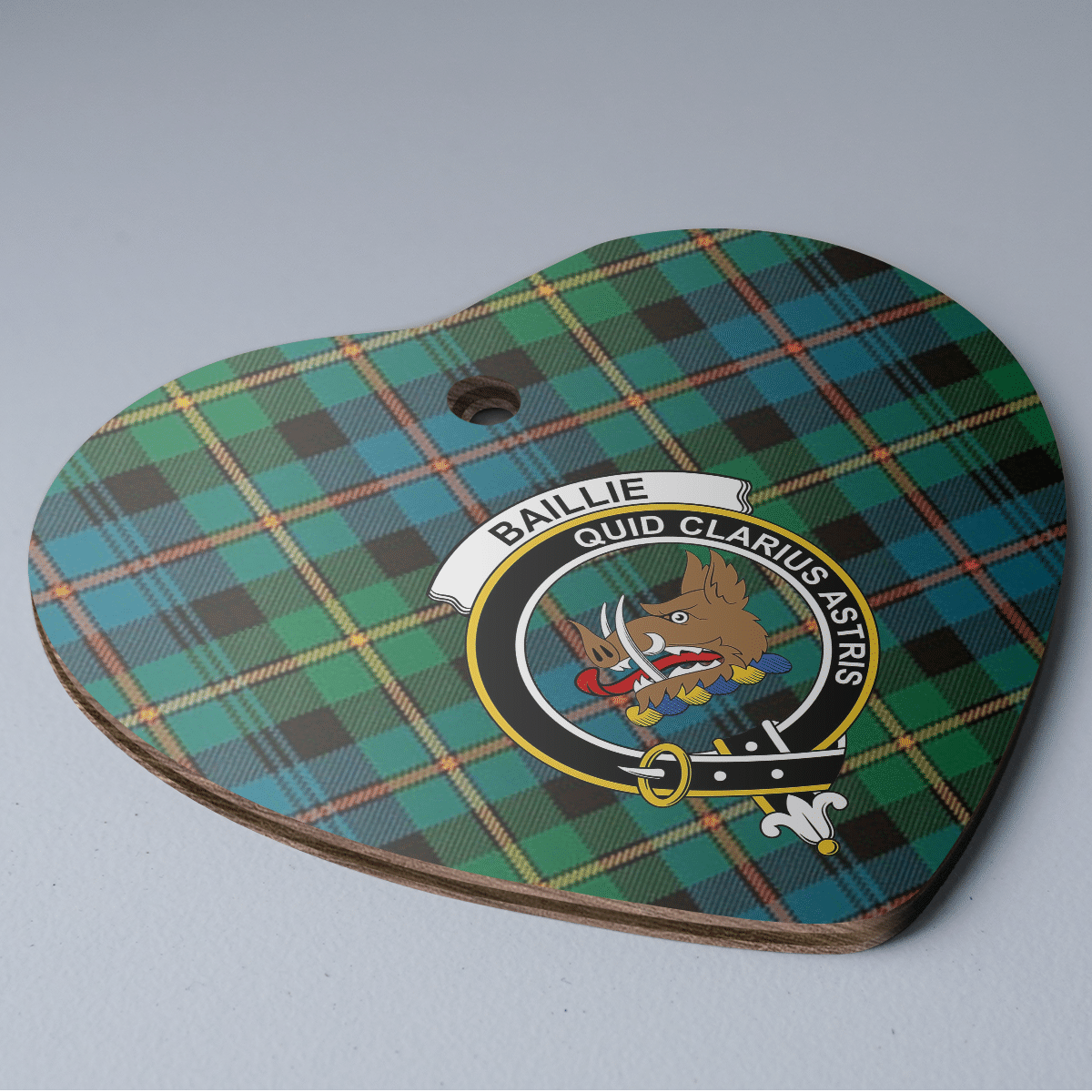 Clan Baillie Ancient Tartan Crest Heart Ceramic Ornament HX50 Baillie Ancient Tartan Tartan Christmas   