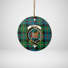 Clan Baillie Ancient Tartan Crest Round Ceramic Ornament XP57 Baillie Ancient Tartan Tartan Christmas   