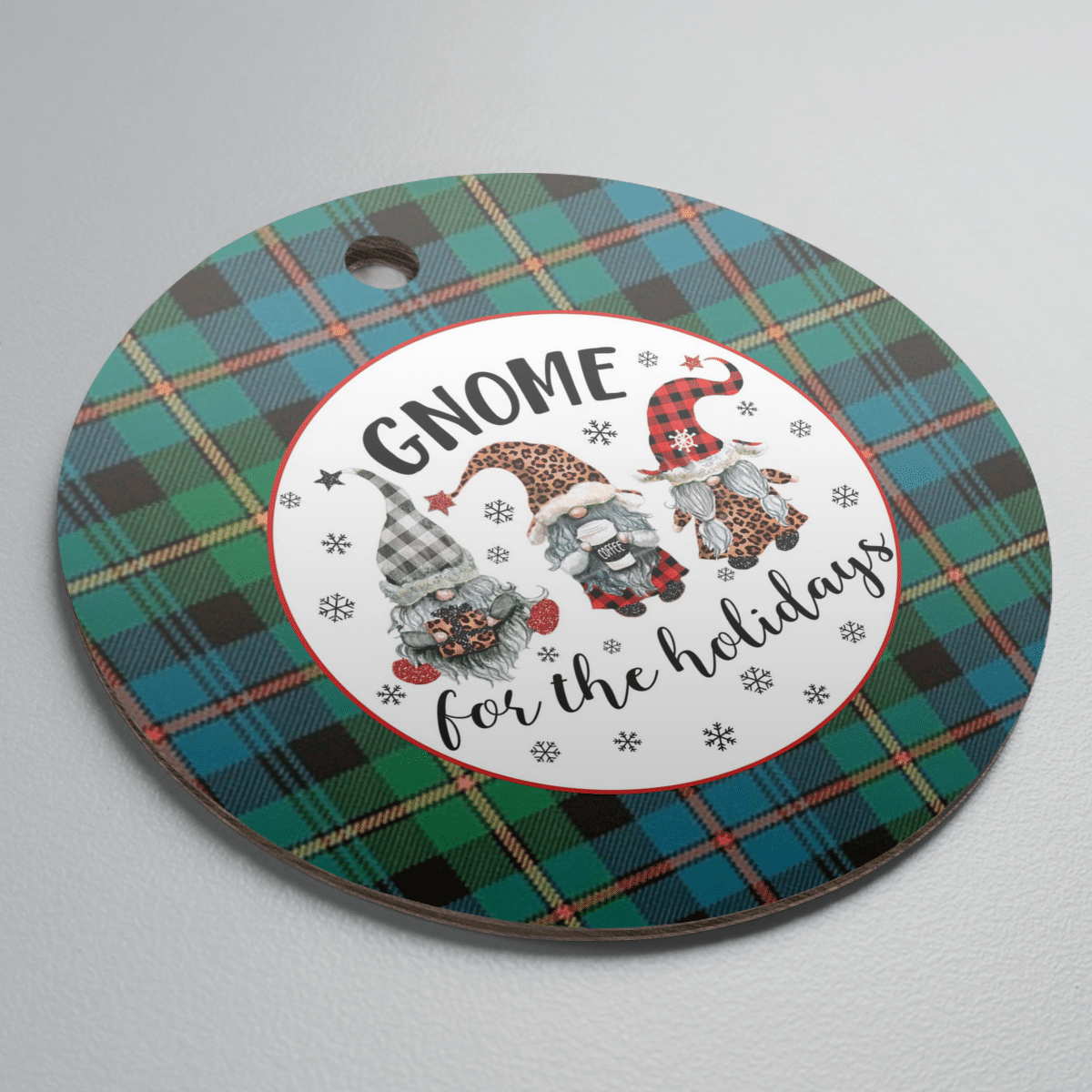 Clan Baillie Ancient Tartan Gnome Round Ceramic Ornament AF61 Baillie Ancient Tartan Tartan Christmas   