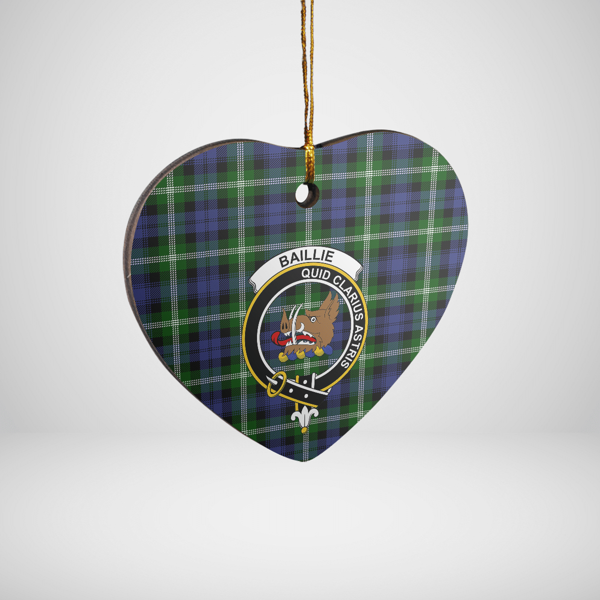 Clan Baillie Modern Tartan Crest Heart Ceramic Ornament DJ76 Baillie Modern Tartan Tartan Christmas   