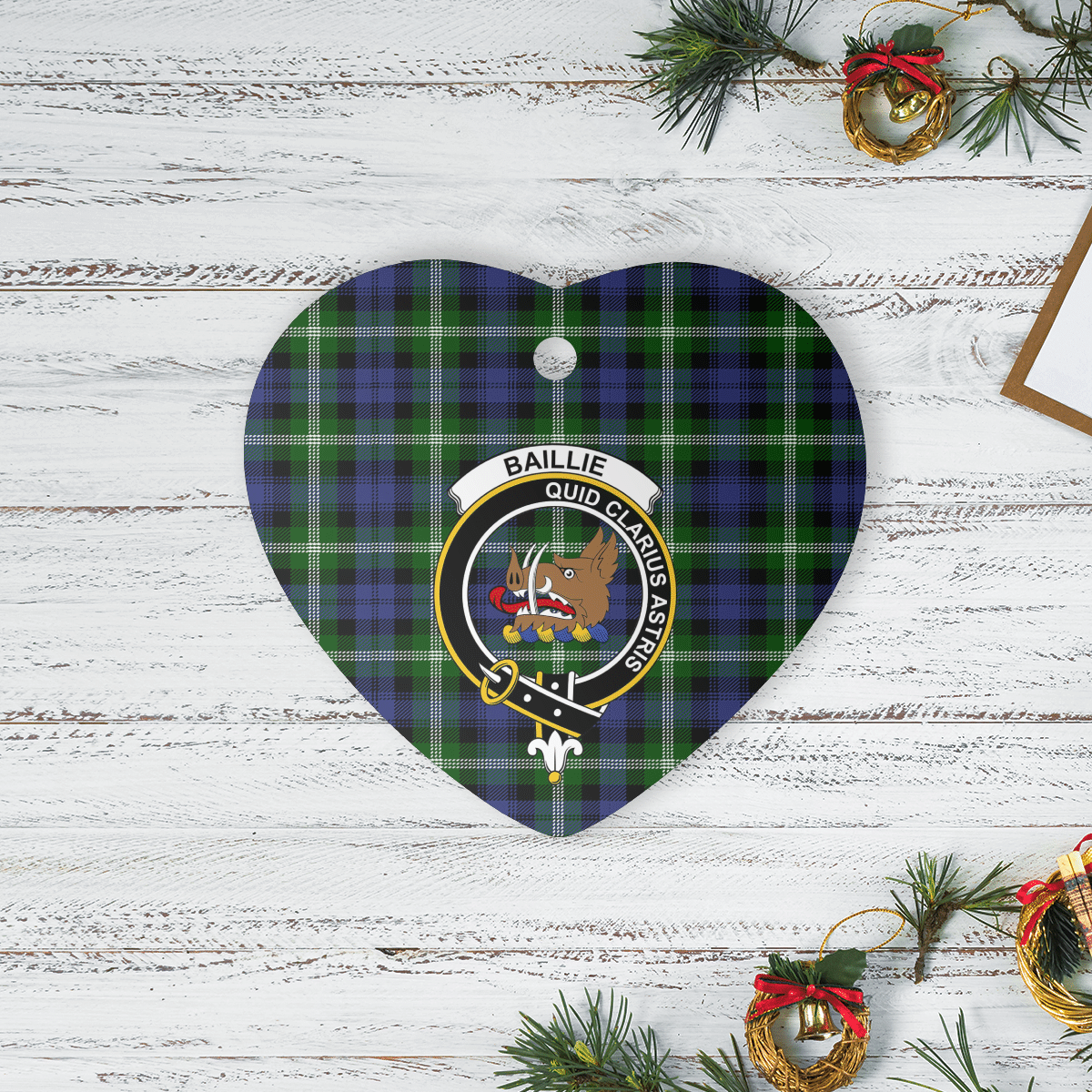 Clan Baillie Modern Tartan Crest Heart Ceramic Ornament DJ76 Baillie Modern Tartan Tartan Christmas   