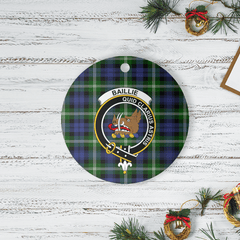 Clan Baillie Modern Tartan Crest Round Ceramic Ornament YT16 Baillie Modern Tartan Tartan Christmas   