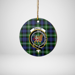 Clan Baillie Modern Tartan Crest Round Ceramic Ornament YT16 Baillie Modern Tartan Tartan Christmas   