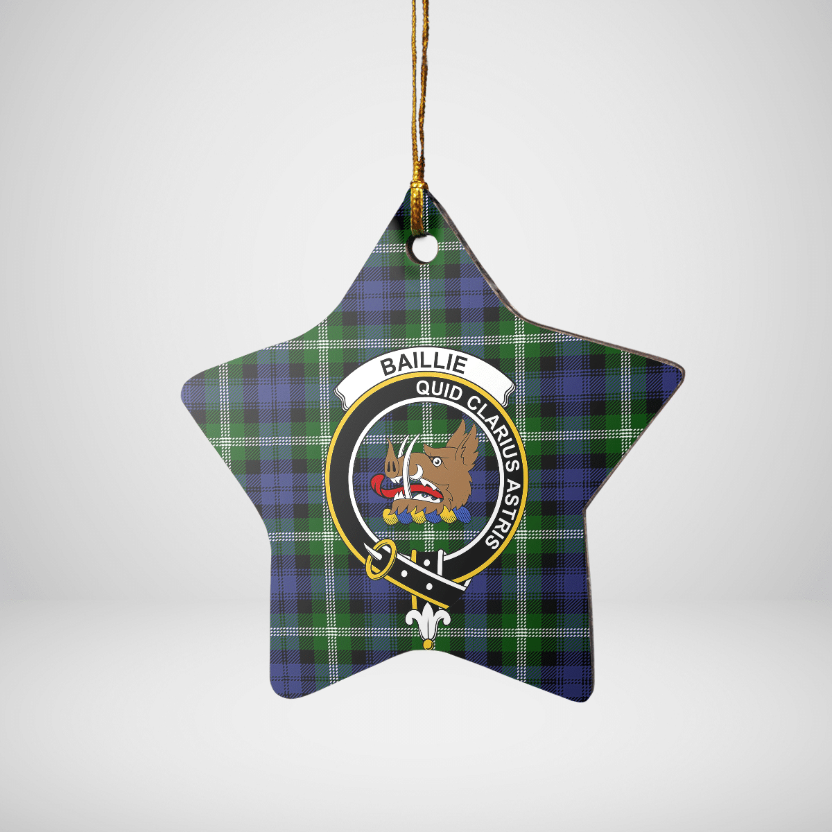 Clan Baillie Modern Tartan Crest Star Ceramic Ornament CR44 Baillie Modern Tartan Tartan Christmas   