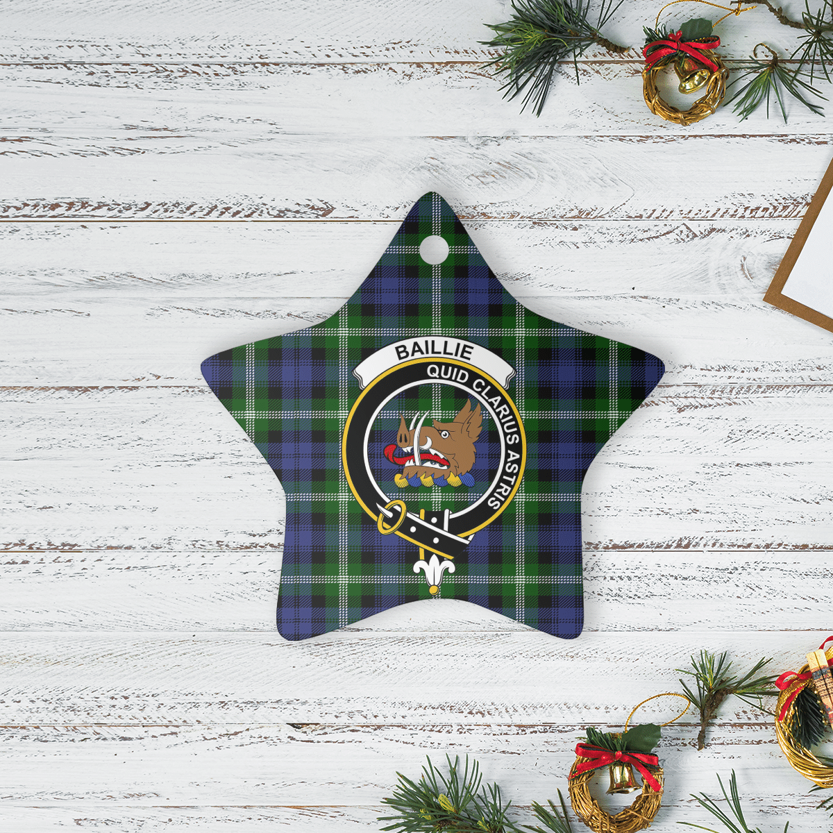 Clan Baillie Modern Tartan Crest Star Ceramic Ornament CR44 Baillie Modern Tartan Tartan Christmas   