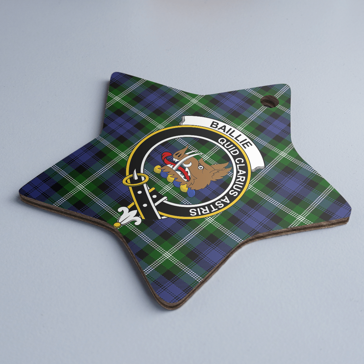 Clan Baillie Modern Tartan Crest Star Ceramic Ornament CR44 Baillie Modern Tartan Tartan Christmas   