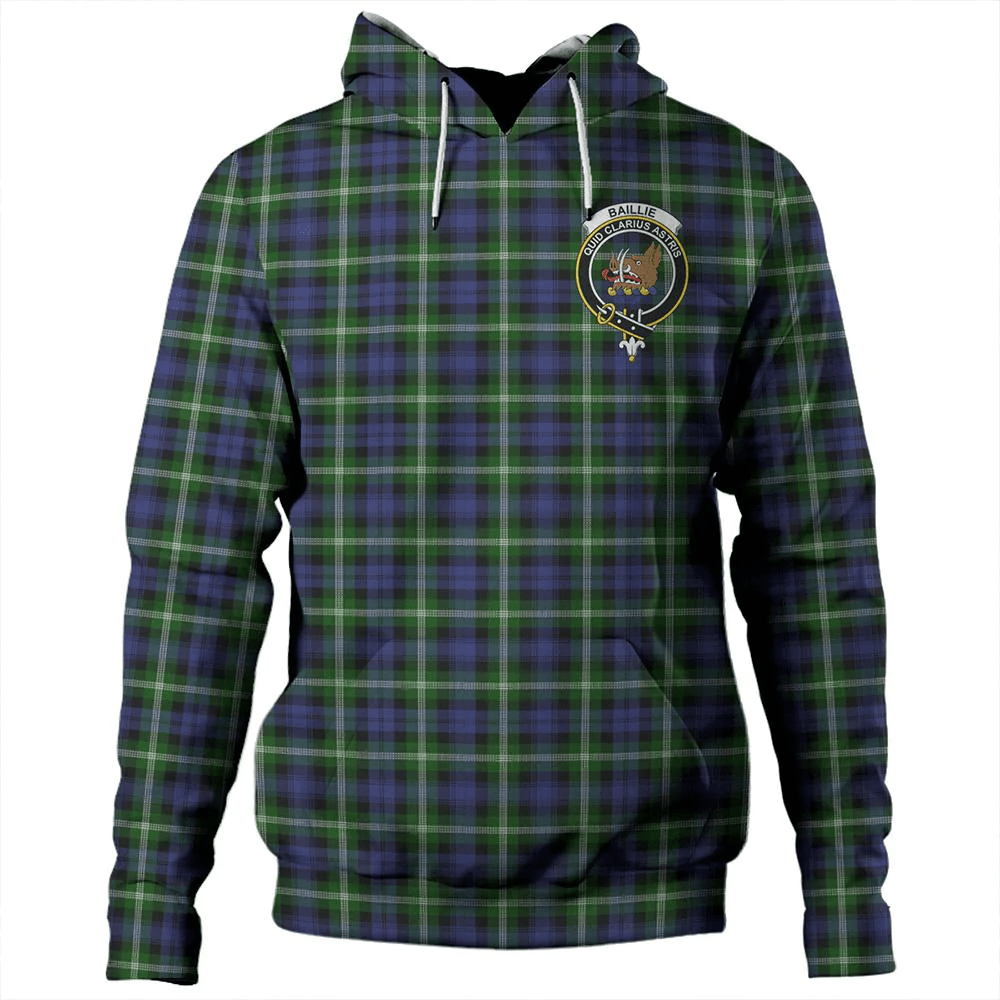 Clan Baillie Modern Tartan Hoodie Crest JFCKDWEY-1 Baillie Modern Tartan Hoodies   