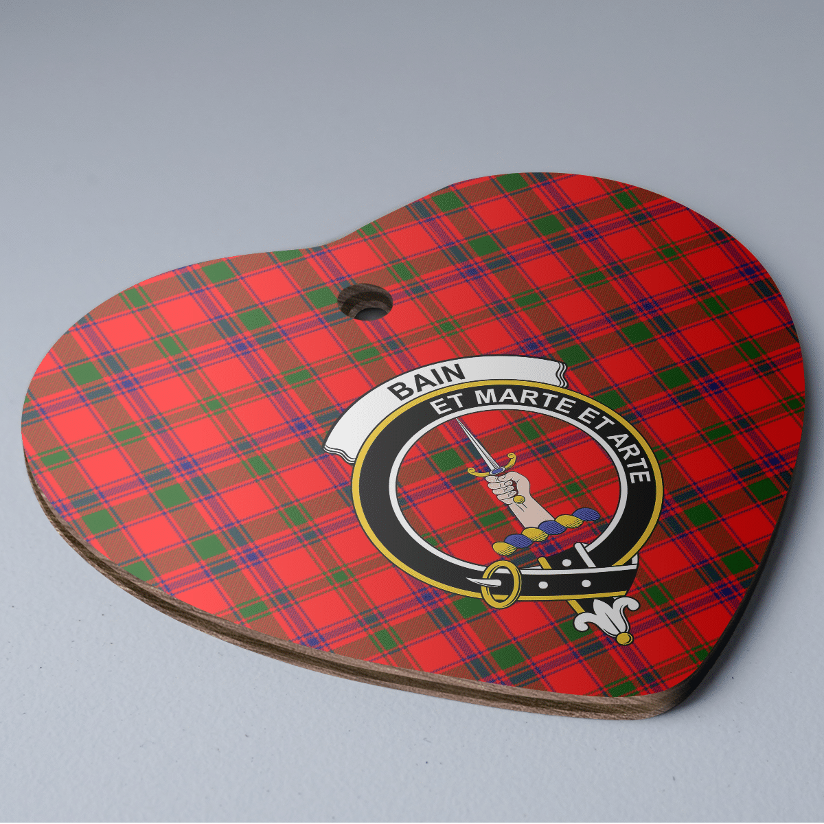 Clan Bain Tartan Crest Heart Ceramic Ornament GM44 Bain Tartan Tartan Christmas   