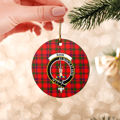 Clan Bain Tartan Crest Round Ceramic Ornament GC39 Bain Tartan Tartan Christmas   