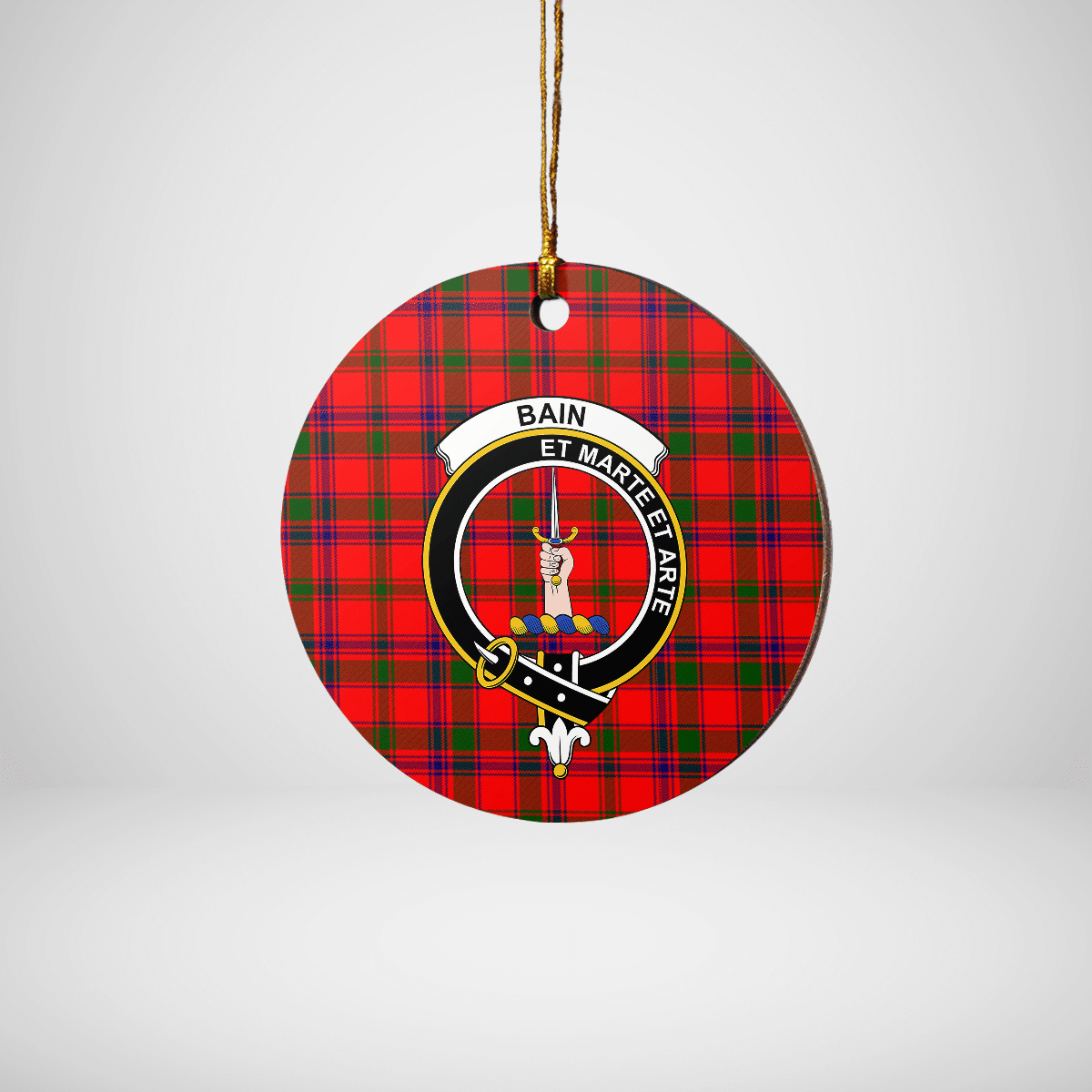 Clan Bain Tartan Crest Round Ceramic Ornament GC39 Bain Tartan Tartan Christmas   