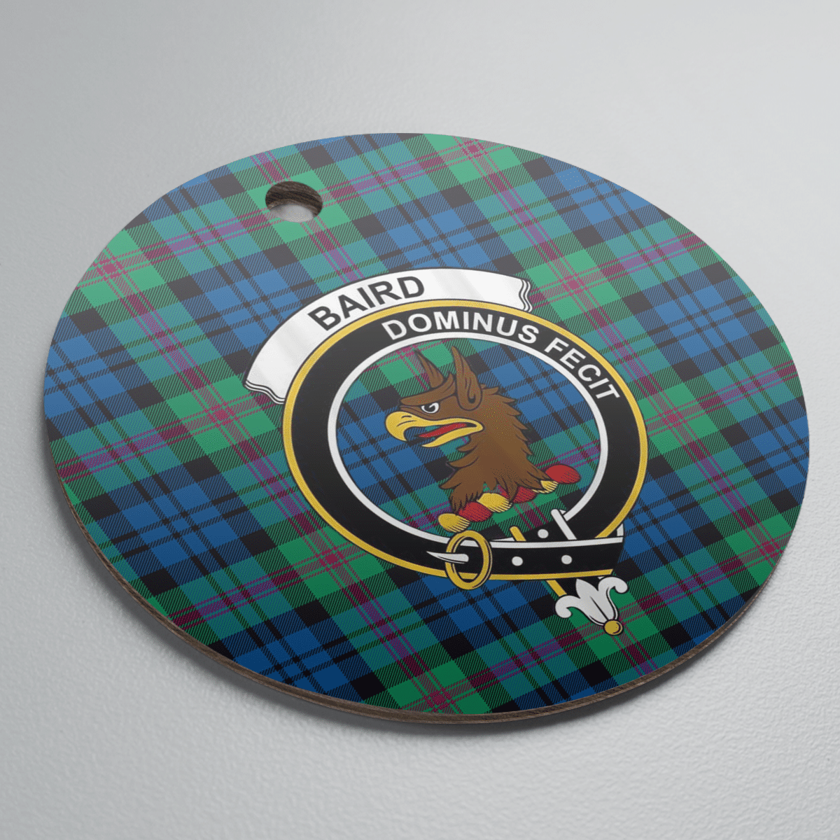 Clan Baird Ancient Tartan Crest Round Ceramic Ornament KT36 Baird Ancient Tartan Tartan Christmas   