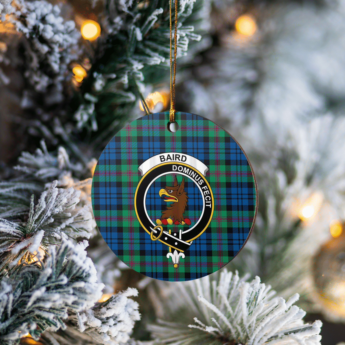 Clan Baird Ancient Tartan Crest Round Ceramic Ornament KT36 Baird Ancient Tartan Tartan Christmas   