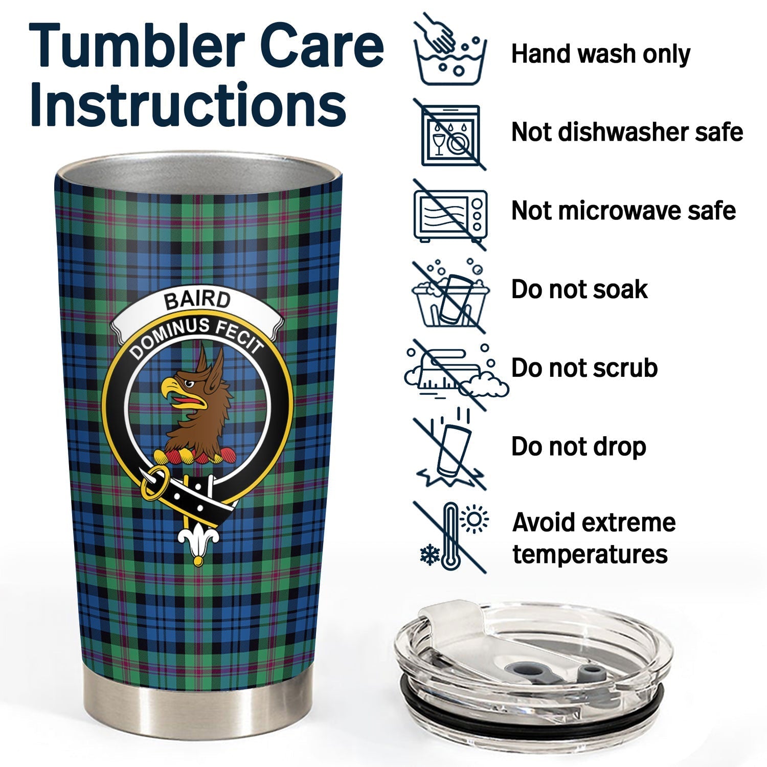 Clan Baird Ancient Tartan Crest Tumbler JZ85 Clan Baird Tartan Today   